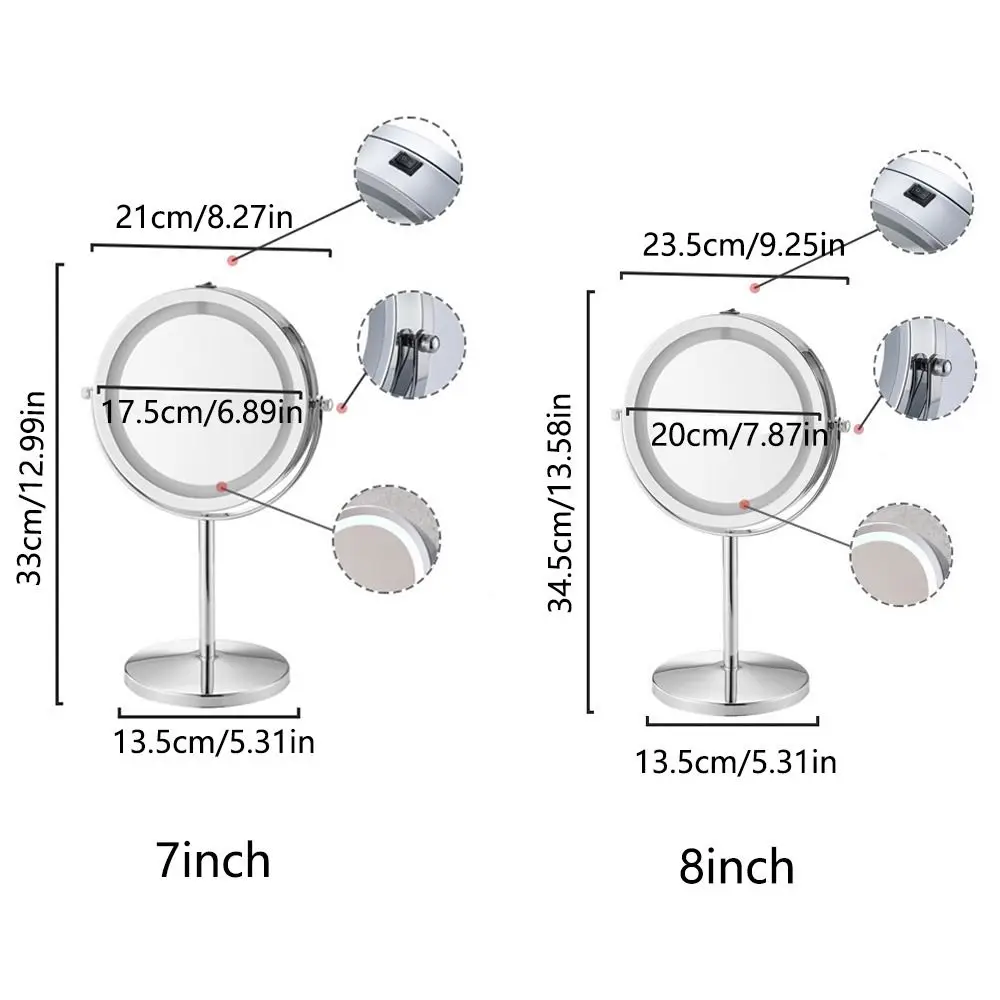 Specchio per il trucco illuminato su entrambi i lati 21 luci a LED Premium 10X ingrandimento specchio da barba Touch Screen rotondo