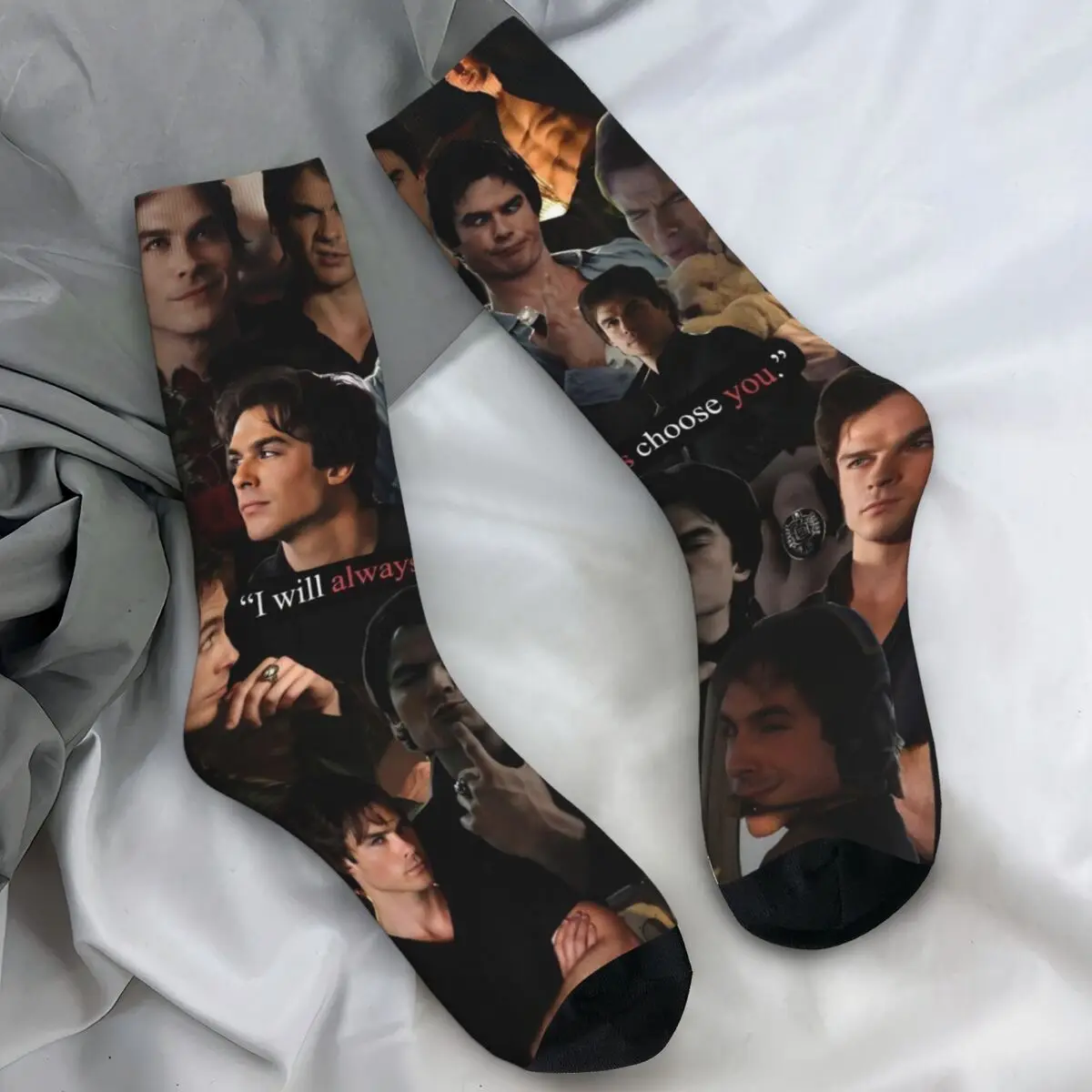 The Vampire Diaries Damon Salvatore TV Series Socks Gothic Stockings Spring Anti Skid Women Men Socks Outdoor Sports Socks