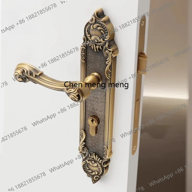 European Style Interior Door Lock Set - Magnetic Silent Brass Bedroom Lock for American Wood Doors & Double Doors