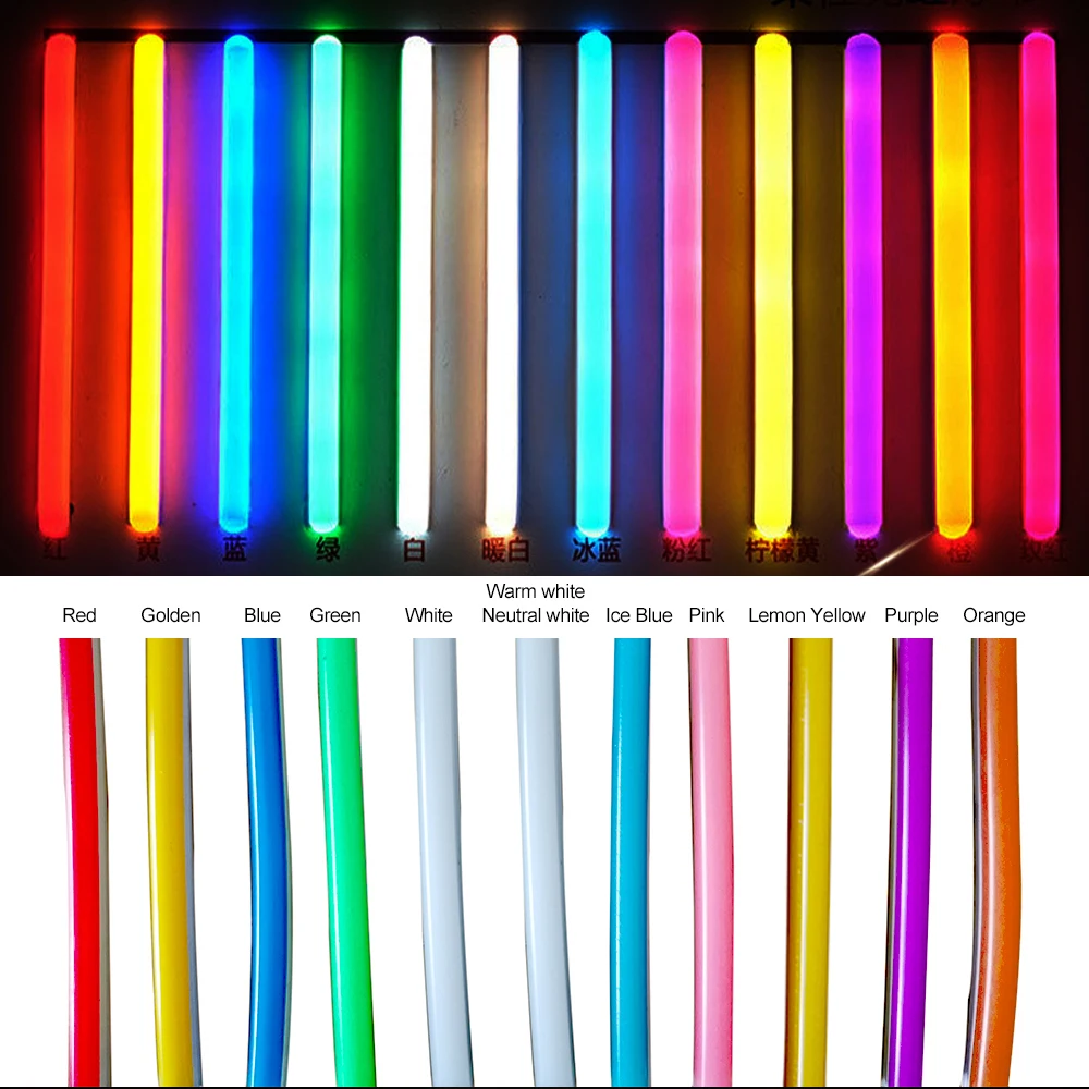 6/8mm FAI DA TE Separato Silicone Neon Striscia Recentemente Gel di Silice Flessibile Morbido Pieghevole Impermeabile IP67 10 Colori Pubblicità Styling Segno