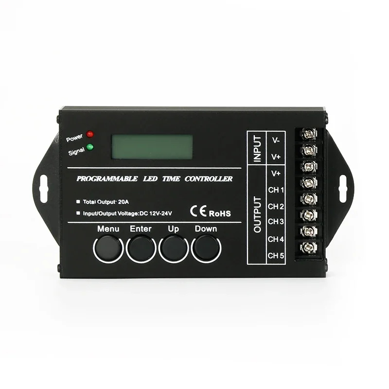 TC420 timer programmable LED light controller, 20 timer with 5CH config,4A/CH, 12V 24V support, for fish tank, plant grow