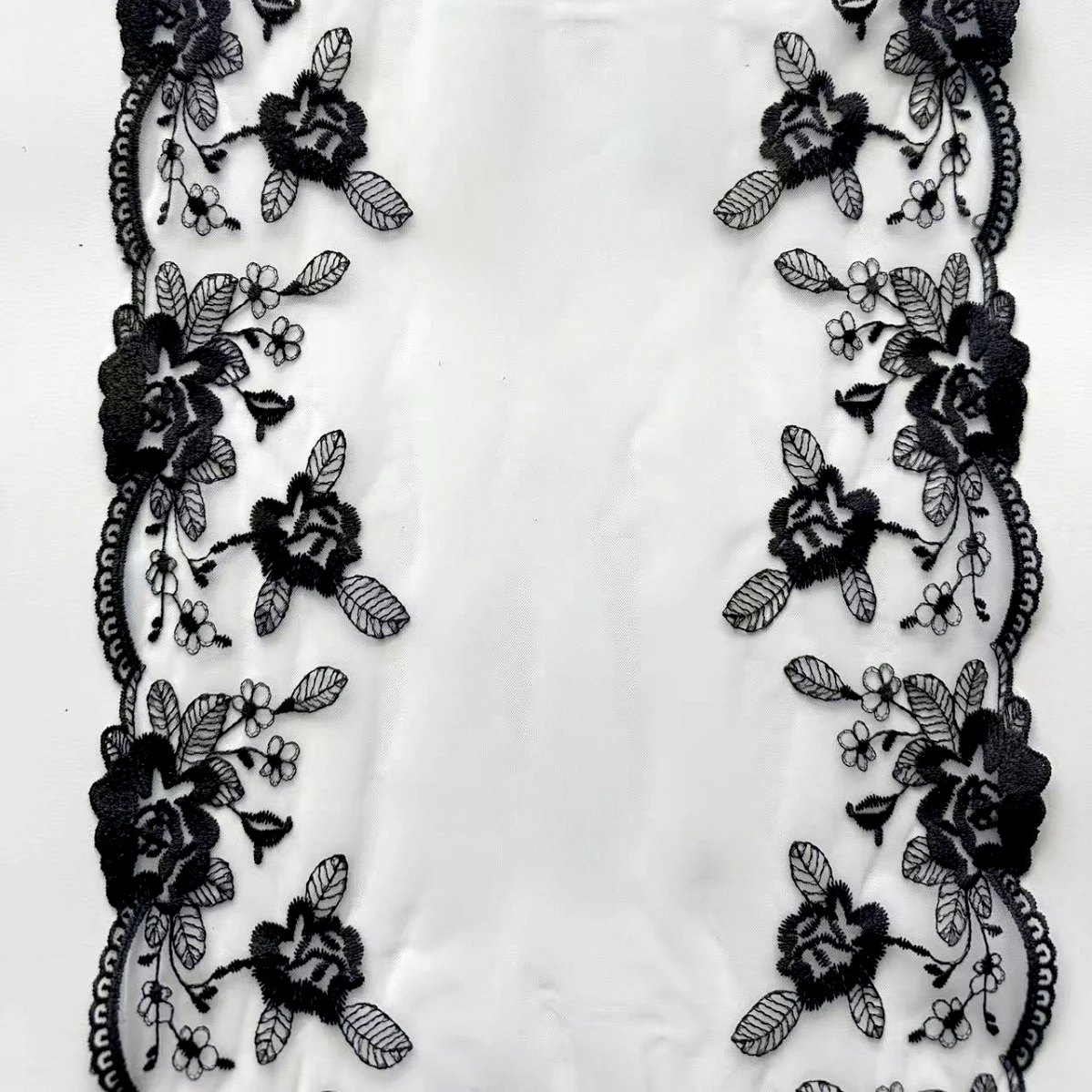 

20 ярдов черной двусторонней сетчатой вышитой тесьмы, ручная работа, для нижнего белья и одежды, ткань для рукоделия и шитья, аксессуары для одежды