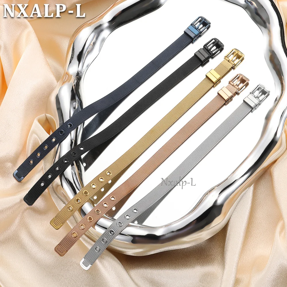 10mm Milanese Mesh Loop for DW for Armani Bracelet Thin Women's Bracelet Stainless Steel Watch Band Silver Gold Universal Strap