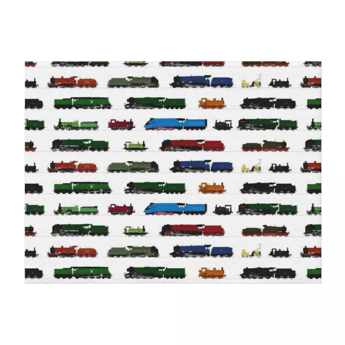 

Iconic British Steam Trains Throw Blanket warm for winter Luxury St Beautifuls Luxury Brand Blankets