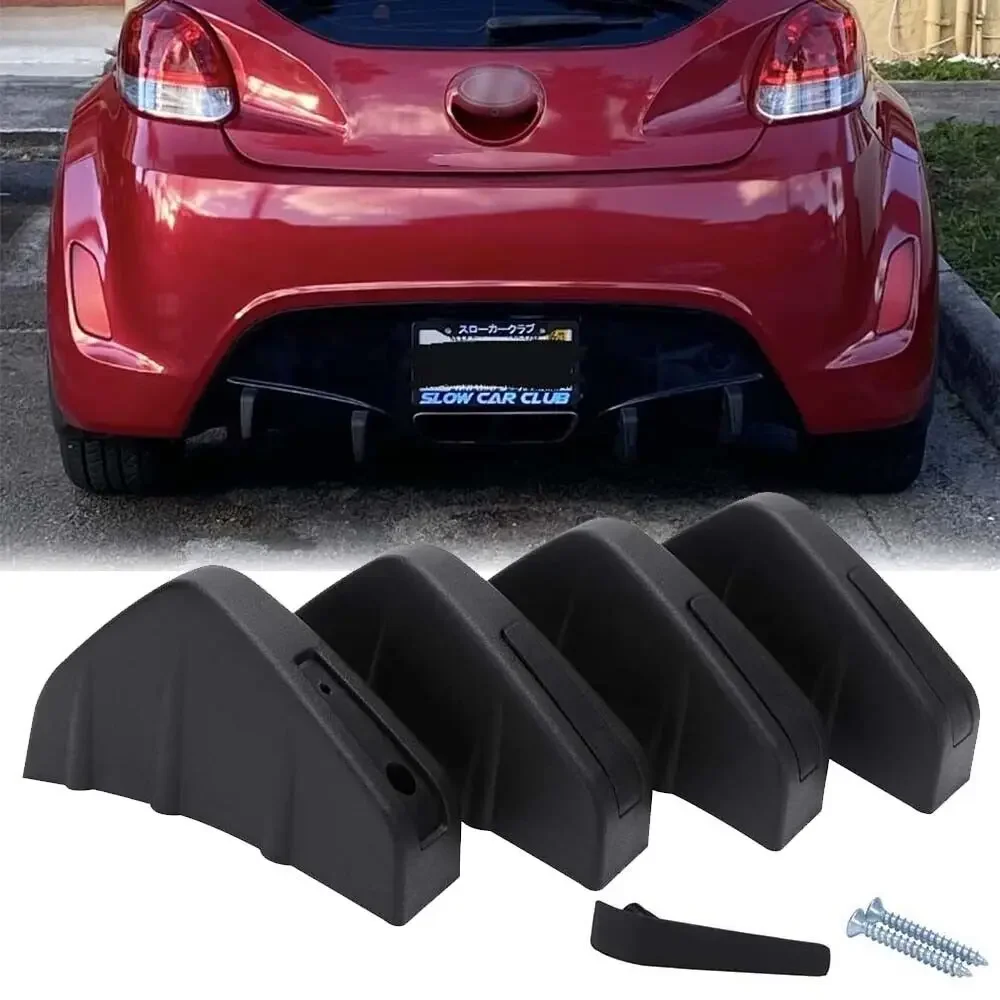 LAICY For Hyundai Veloster 2014-2021 4pcs Rear Bumper Lip Diffuser Splitter Spoiler Shark Fins Car Auto Bumper Lip Anti-crash