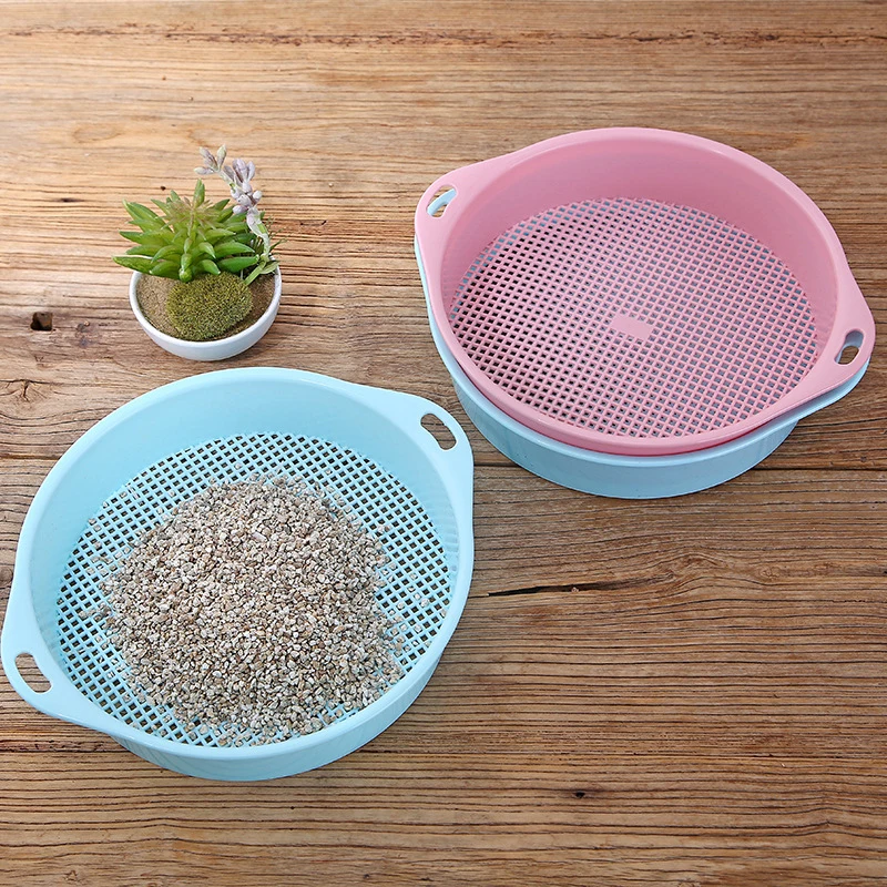 Garden square hole soil sieve plastic sieve 3mm soil sieve home gardening filter soil and stone tool soil particle sieve