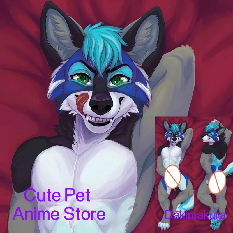 

Dakimakura Anime Pillow Case Wolf Athletic Anthro Double-sided Print Of Life-size Body Pillowcase Gifts Can be Customized