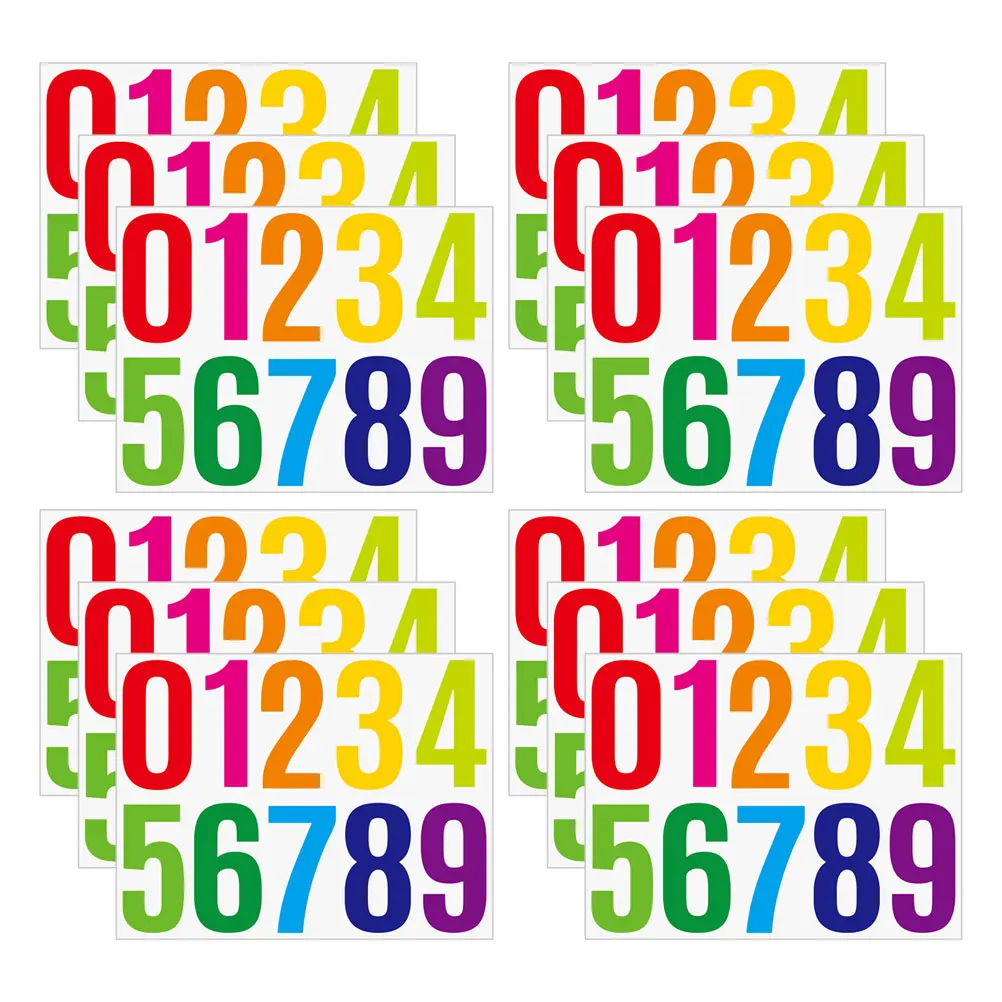 

12 Large Digital Stickers 4 Inch Clear Numbers for Mailbox Trash Can Bins Adhesive Decals Easy Remove No Residue diy number