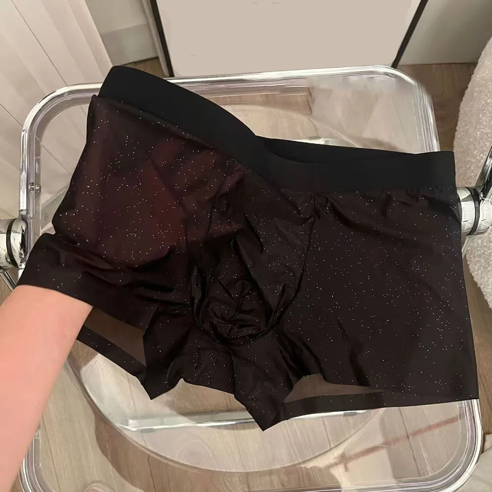 

Ultra Thin Ice Silk Underwear Men'S Nude Non-Marking Shorts Transparent Bottoms Gear Quick-Drying Mid-Waist BoxerShorts