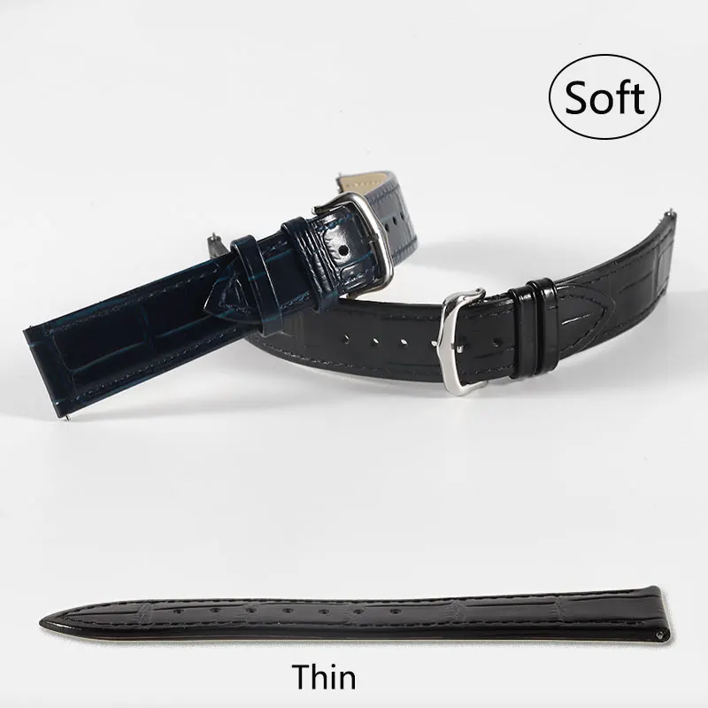 Watch Band Genuine Leather Soft Suit CARTIE'R Tank/Must/Solo/Santos Watch Strap Breathable Thin Quick Release Easy To Install