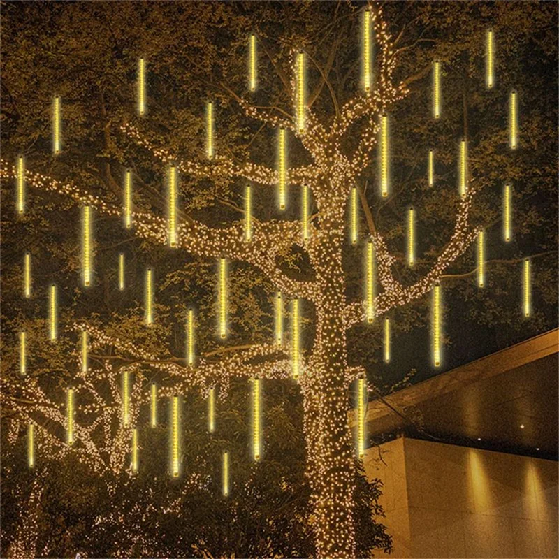 

32/24/16/8 Tubes LED Meteor Shower Lights Waterproof Falling Raindrop Fairy String Light for Christmas Holiday Party Patio Decor