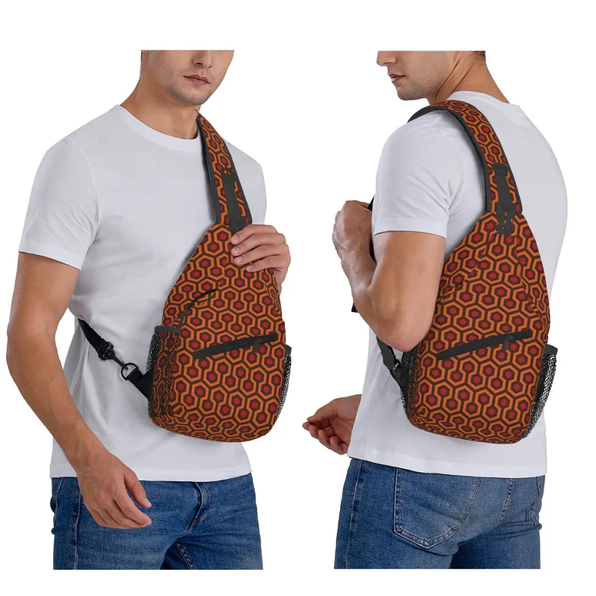

The Overlook Hotel Carpet Chest Bag Men Sling Crossbody Backpack Chest Bag Travel Hiking Daypack Shoulder Bag