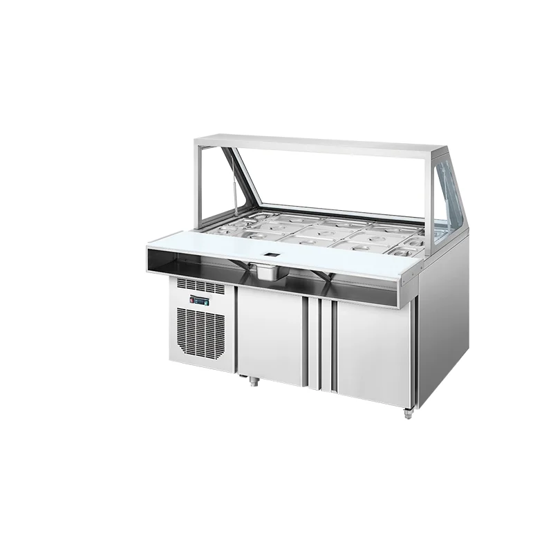 Réfrigérateur commercial en acier inoxydable, type d'intervalles, bar à salade, comptoir à salade