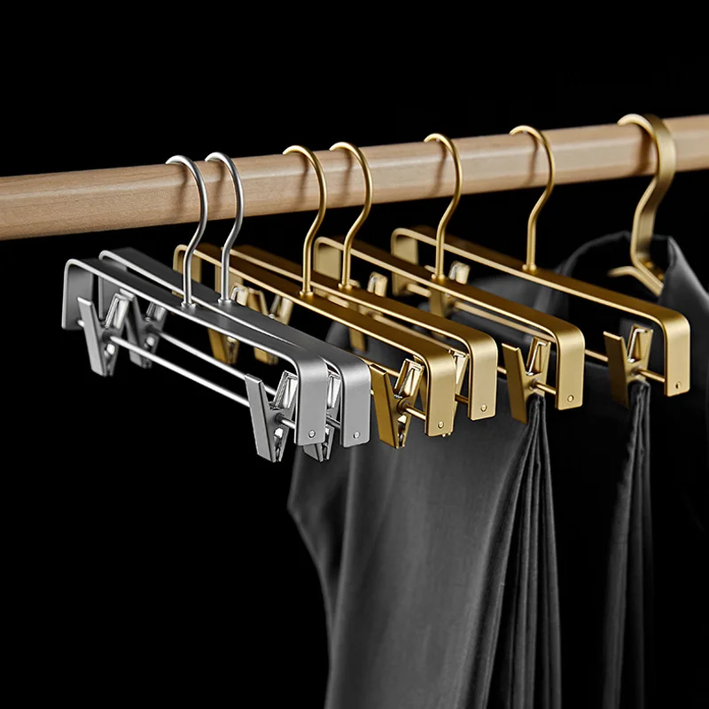 

5pcs Pants Hangers Anti-slip Trouser Hangers Metal Aluminum Alloy Traceless Dress Pants Drying Rack Wardrobe Cloth Storage Racks