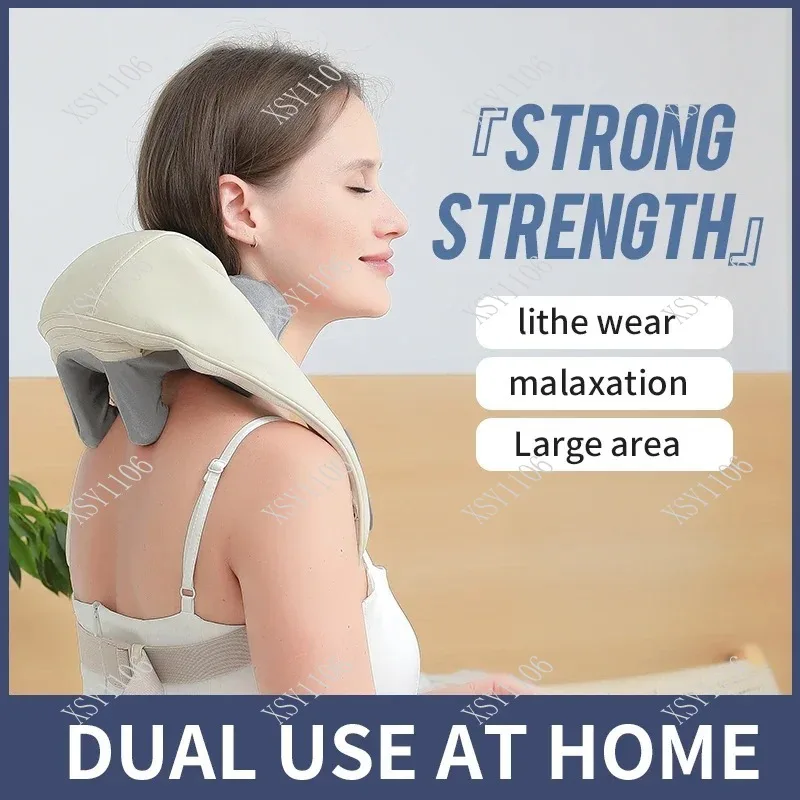 Heat 5D Kneading Neck Shoulder Massager - 26W Brushless Wireless Deep Tissue Back Massage Pillow Shawl