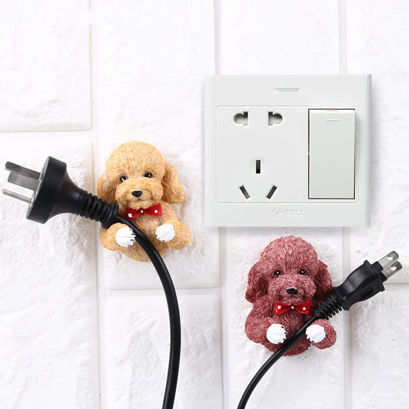 Cartoon Plug Holder Wall Storage Chef Plug Bracket Self Adhesive Power Socket Hook Kitchen Bathroom Organizer Finishing Bracket