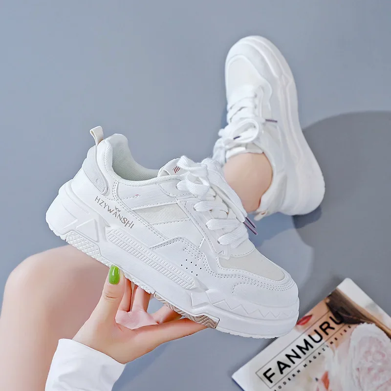 Women's Shoes Platform Sneakers Autumn New White Shoes Fashion Non Slip Casual Shoe Breathable Lace-up Women Vulcanized Shoes