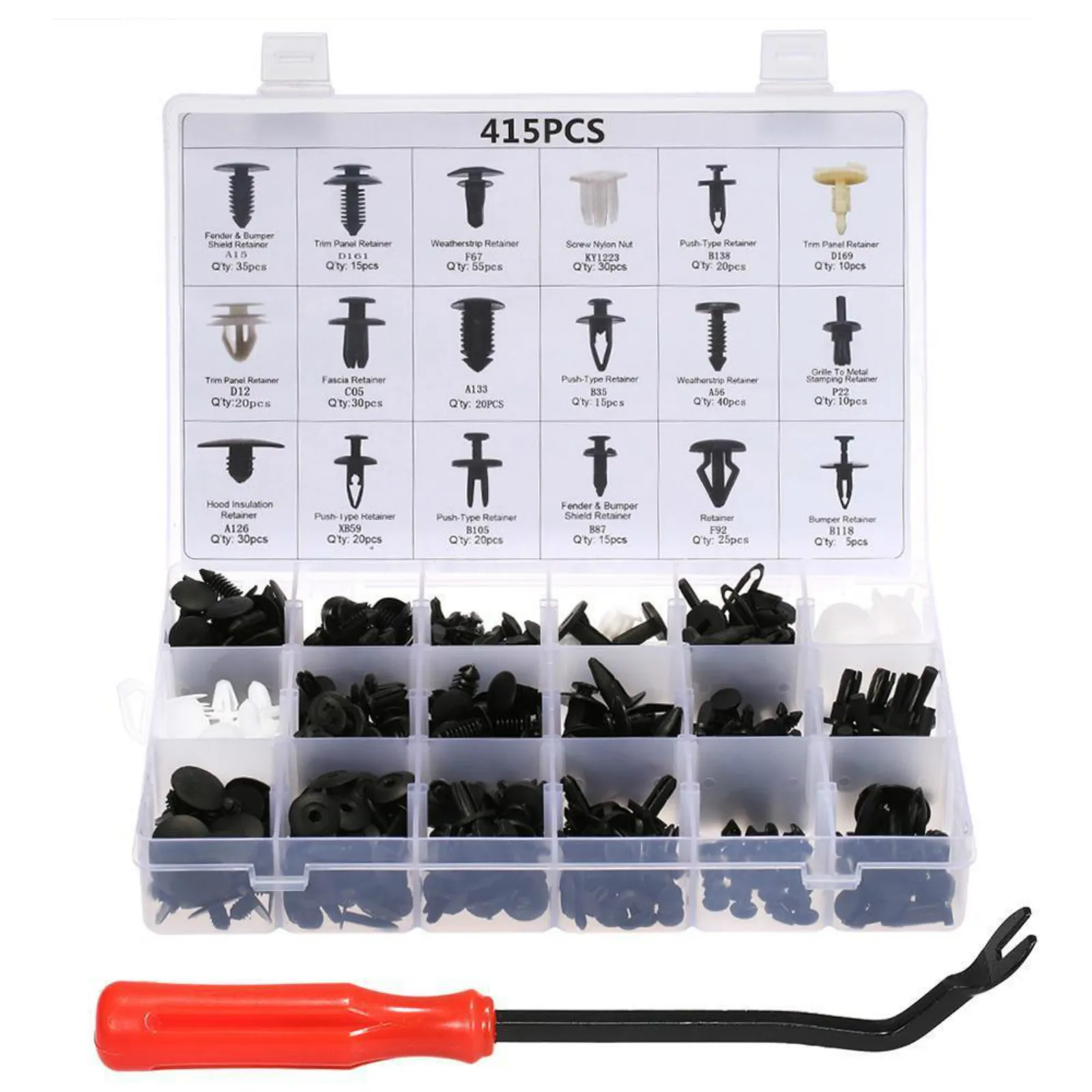 415pcs 18 kinds of universal clip lining door panel bumper clip + screwdriver For Ford Car Accessories