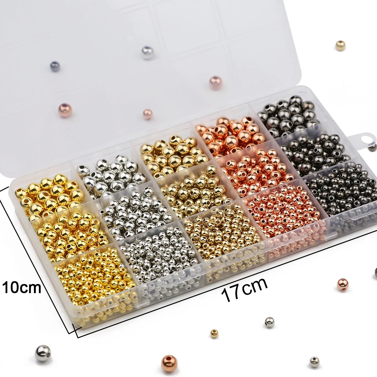 4/6/8MM 1500Pcs Silver/Gold Color DIY Kit Box Round CCB Loose Beads Spacer For Jewelry Making Bracelet Necklace Accessories