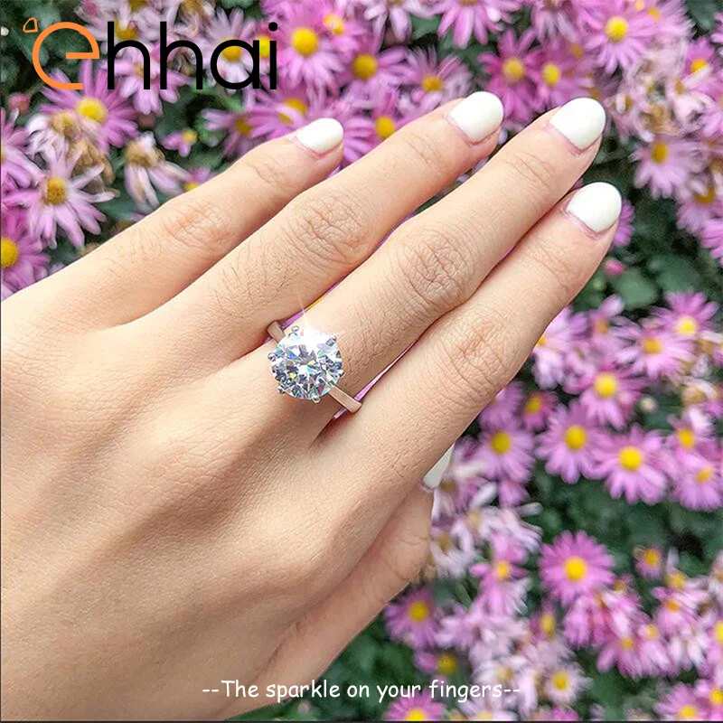 

Ehhai GRA Certified 8/9/10mm Round Moissanite Engagement Rings for Women S925 Sterling Silver Wedding Ring Fine Jewelry Gifts