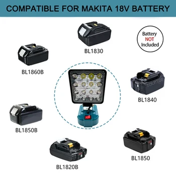 4-calowe bezprzewodowe światła robocze LED do Makita 14.4V 18V akumulator litowo-jonowy przenośna latarka wodoodporne oświetlenie zewnętrzne lampa kempingowa