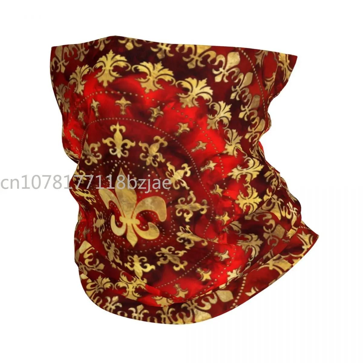 Fleur-de-Lys ทองและรอยัลบลู Bandana คอ gaiter สำหรับสกีขี่จักรยานพันผ้าพันคอ Fleur de Lis Lily Balaclava WARM