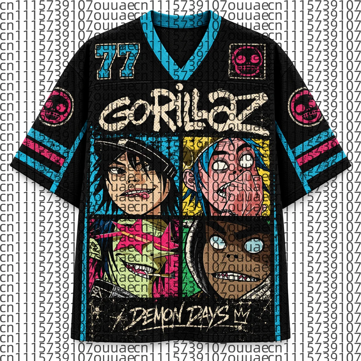 2026 Popular 80s Themed Sports Fashion Short Sleeved V-neck Mesh Streetwear Retro Band Movie Game Fan Gift T-shirt