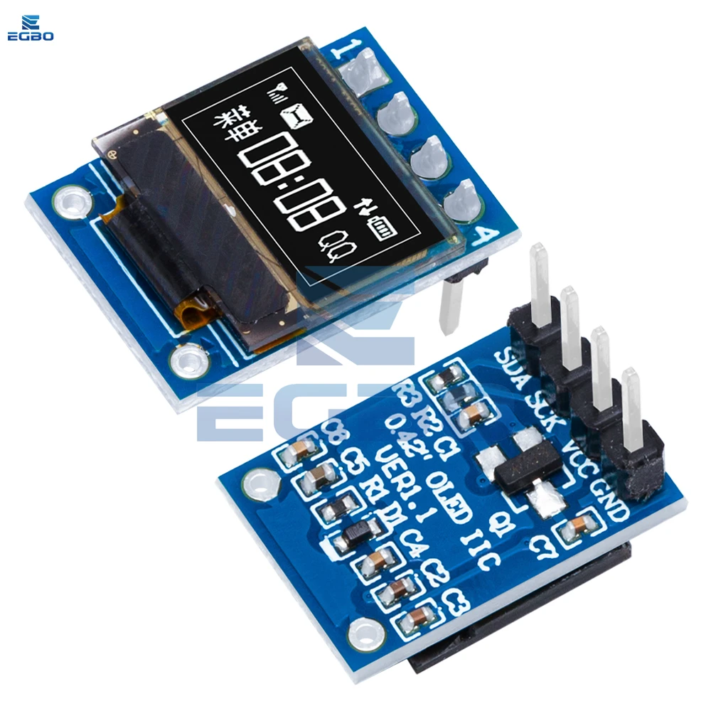 1 ~ 5PCS EGBO Display OLED bianco da 0,42 pollici Modulo LCD 72X40 Schermo seriale Colore bianco I2C IIC/SBI Interfaccia SSD1315 per Arduino