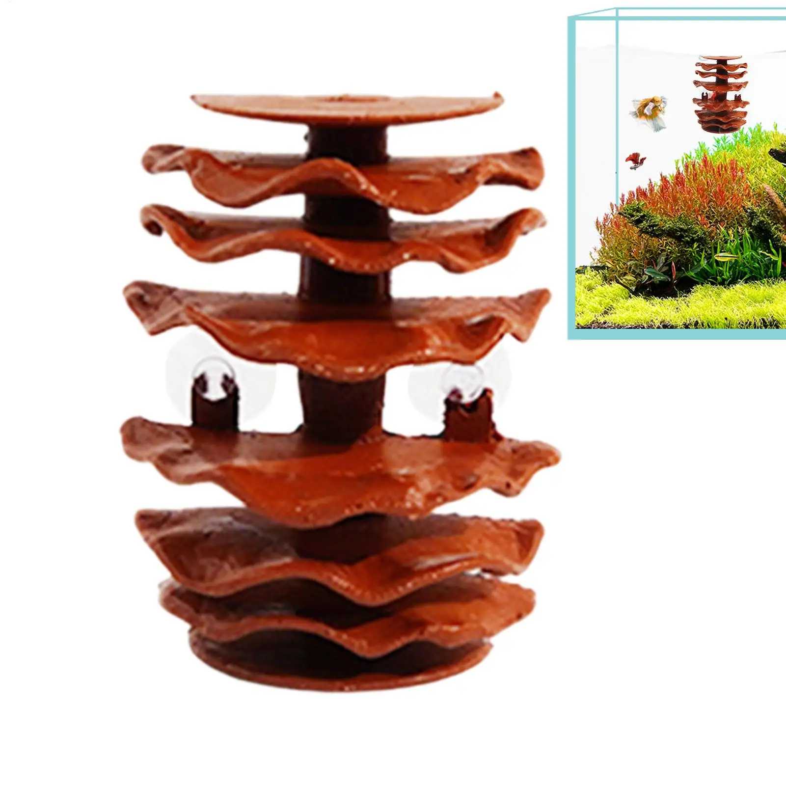 Aquarium-Höhlenunterstand für Fische/Garnelen, Versteck aus Harz mit Saugnapf, Betta-Habitat-Ornament für Guppy und Betta zum Verstecken und Ausruhen