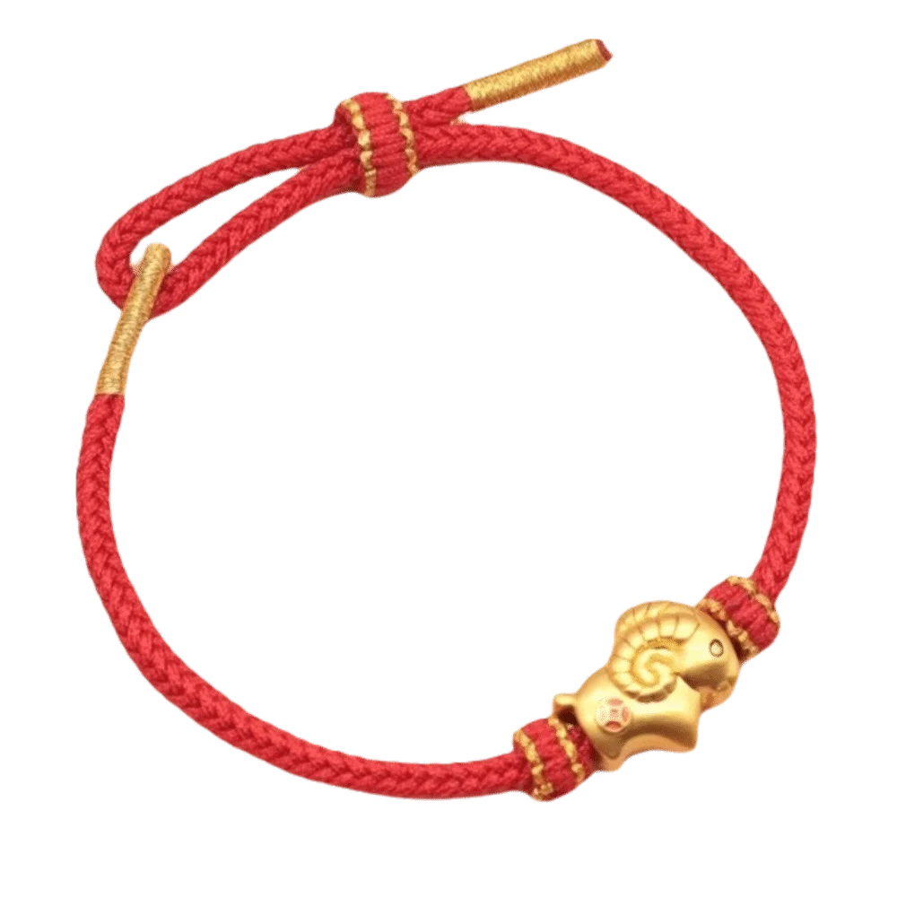 Braided Zodiac Goat Bracelet Adjustable Lightweight Red String Hand Chain Sliding Gold Plated Lucky Bracelet Chinese New Year