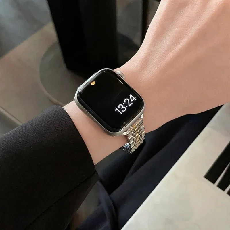 Stainless Steel Watch Band for Apple Watch Series 9876SE54321Ultra ,for iWatch 45/41mm 38/40mm 42/44/49mm Slim Metal Bracelet