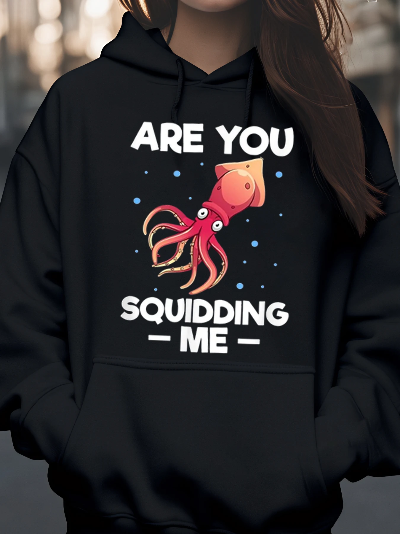 

Толстовка с капюшоном с принтом Squid Design Are You Squiding Me для женщин и мужчин