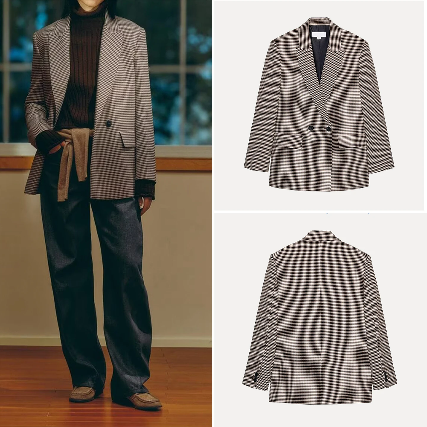 

2025 Winter New Women's Faion Personalized Plaid Suit Jaet Stand Edition Ladies ort Outerwear Z Brand