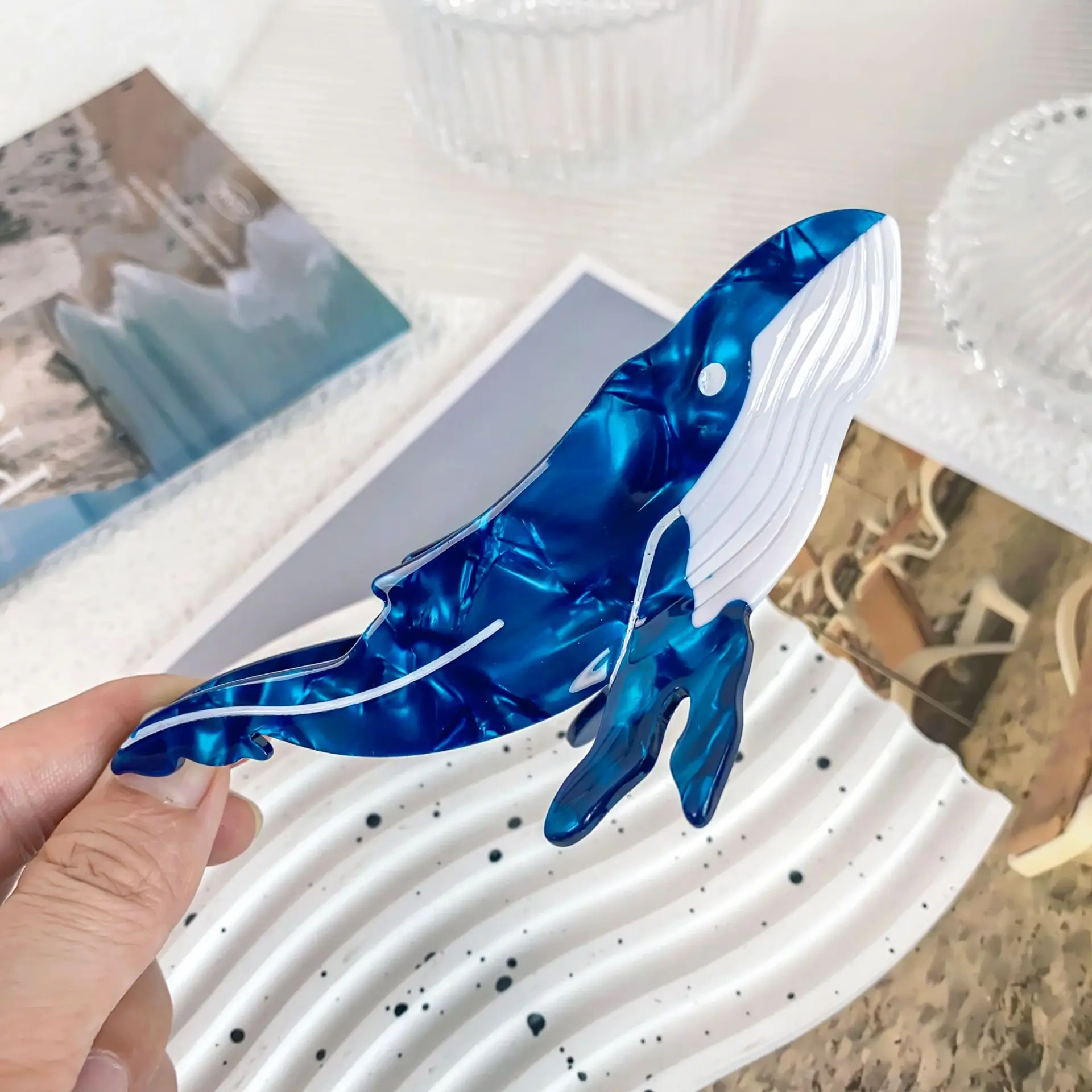 NC Personality New Design Cartoon Marine Shark Hair Clips Cute Blue Whale Acetate Claw Clip Gift Barrettes Hair Accessories