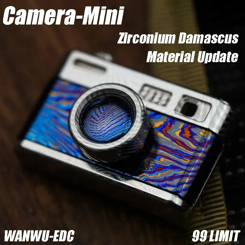 

WANWU EDC Zirconium Damascus Camera-Mini Push Slider EDC Fidget Metal Fidget Spinner Desk Toy