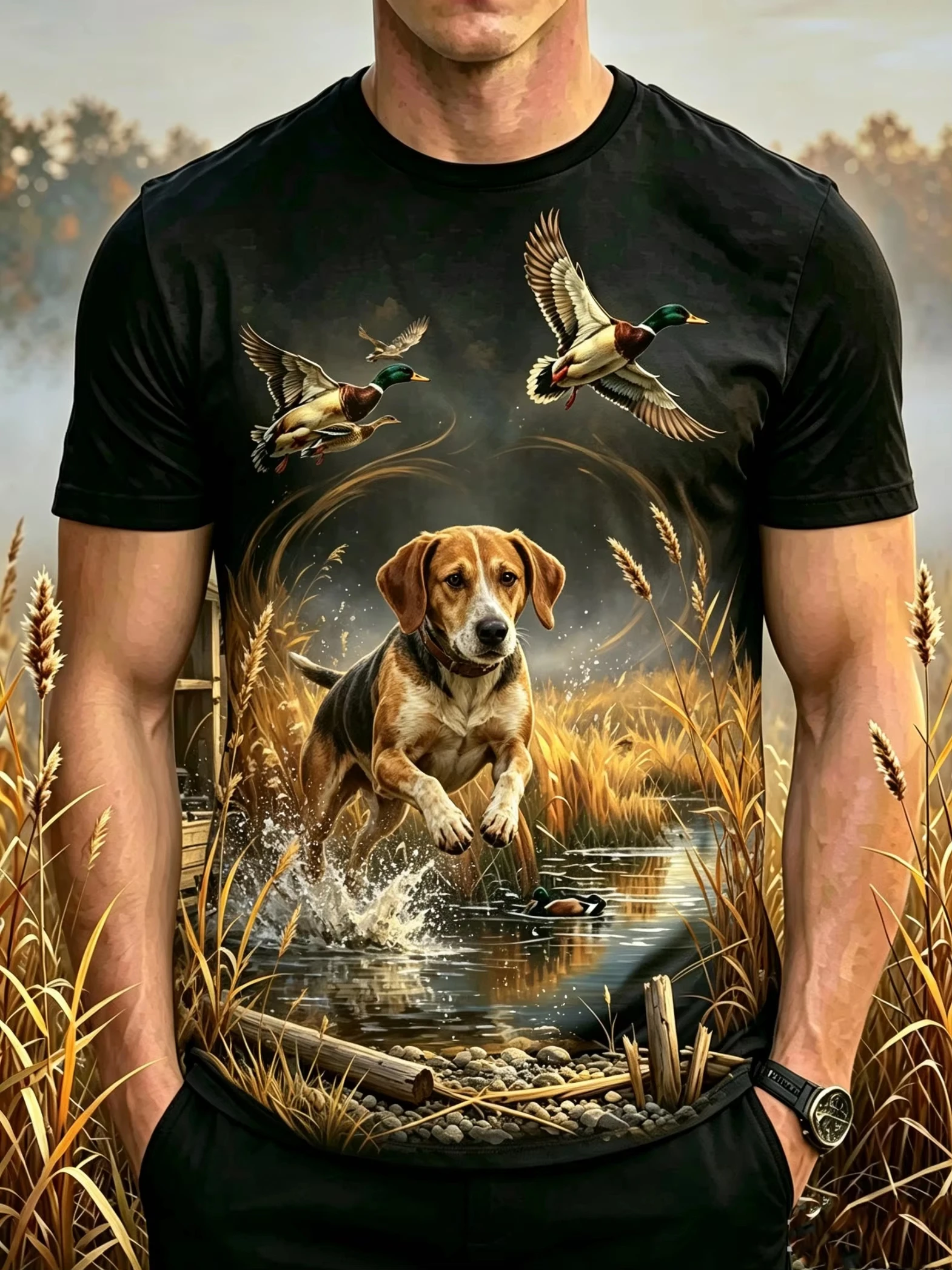 Мужская футболка с 3D-принтом  – обзор и цена Outdoor Hunting Graphic Tees