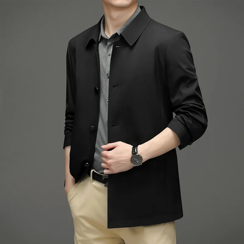 Jacket 2023 Spring and Autumn New Men's Polo Collar Fashion Casual Coat Middle Age Business Top