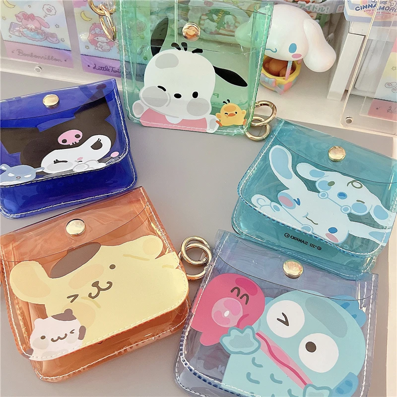 

Kawaii Kuromi Cinnamoroll Pochacco Pvc Jelly Texture Coin Purse Sanrio Anime Girl Heart Cute Earphone Storage Keychain