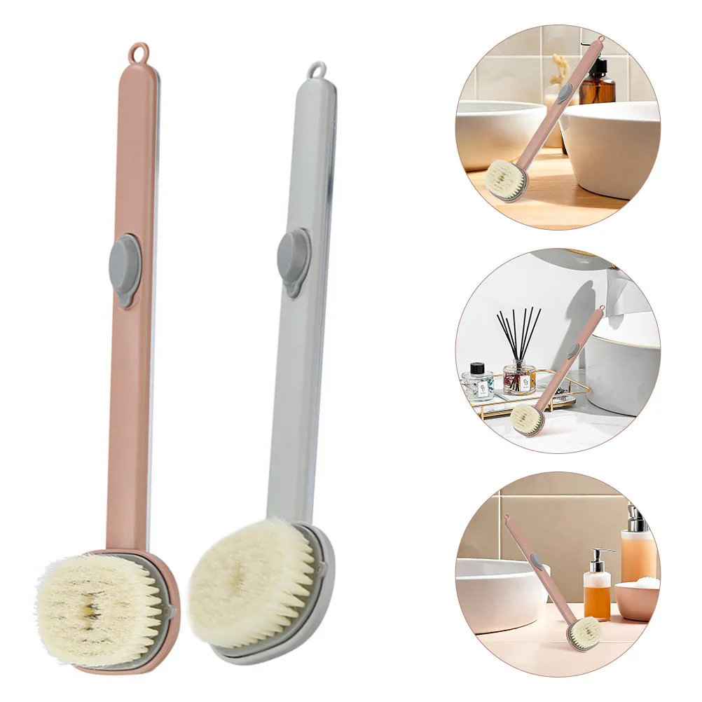 2Pcs Long Handle Body Scrubber Shower Brush for Back Cleaning Gentle Exfoliation Drains Excess Oil Enhances Skin Health Bath