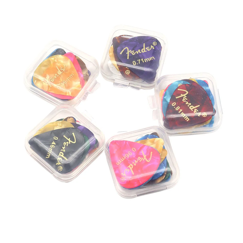 12pcs with Box Guitar Picks Guitar Plectrum Celluloid Smooth Electric Guitar Pick Accessories 0.46mm 0.71mm 0.81mm 0.96mm