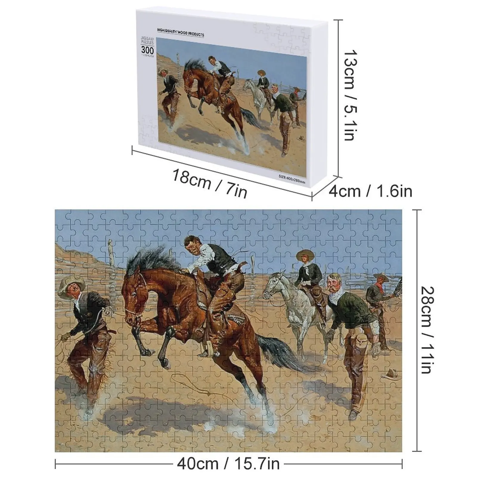 프레데릭 레밍턴 서부 미술 “Turn Him Loose” 직소 퍼즐 애니메이션 맞춤형 나무 이름 맞춤형 선물 퍼즐