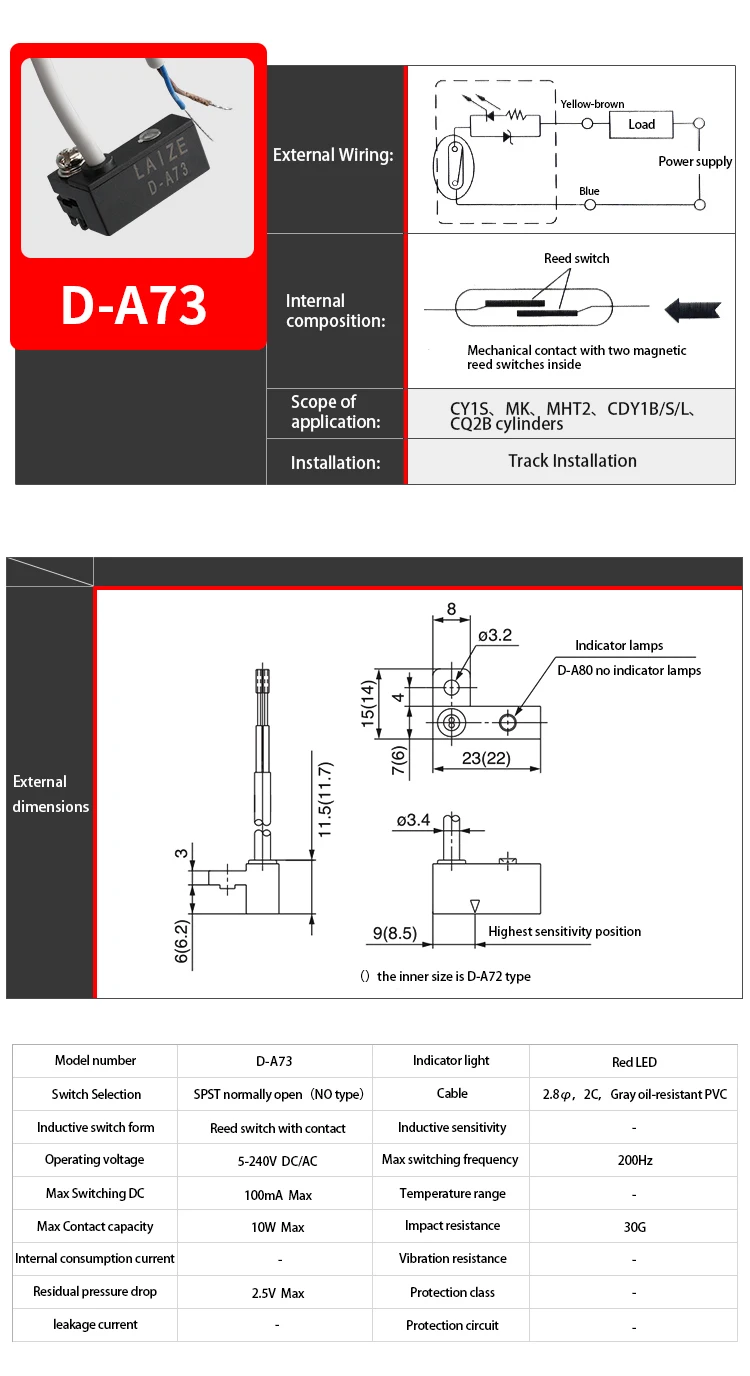 Laize magnet sensor magnetisch gesteuerter schalter für zylinder CS1-F, u, j, s, g; DS1-M; D-B, D-Z – Detail 20