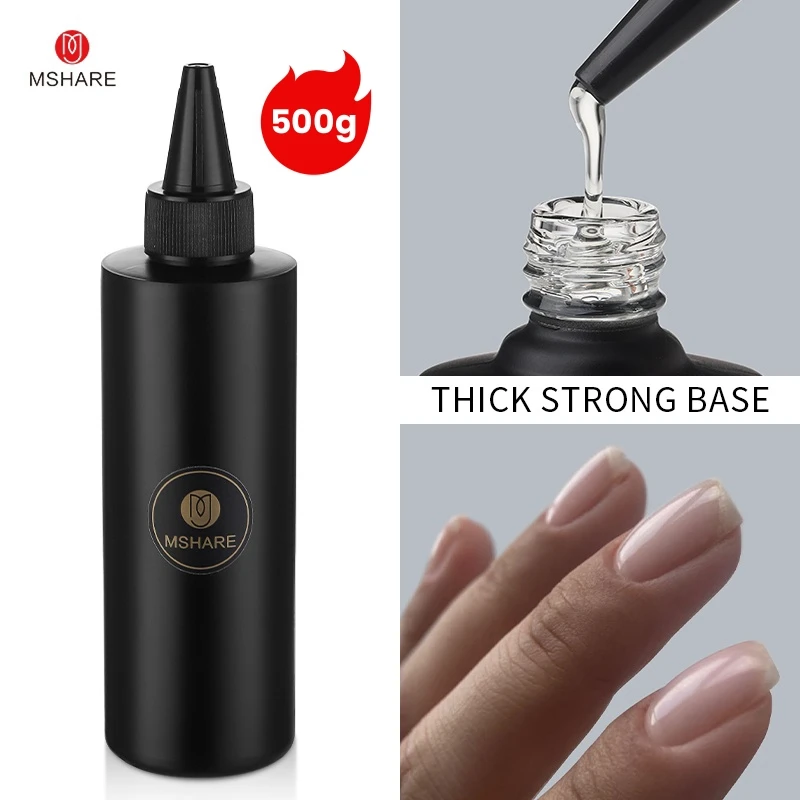 MSHARE 500g Thck Strong Base Nails Base Coat Reinforcement Self Leveling Alignment Nail Apex Build C-Curve Strengthen Soak Off