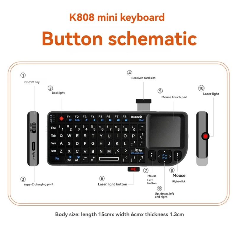 Handheld 2.4G Mini Wireless Keyboard With RF Touchpad Mouse For Smart TV Box PC Tablet