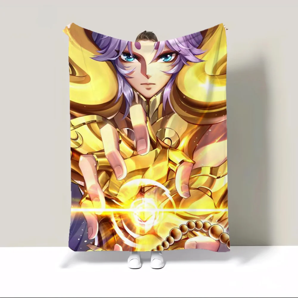 Saint Seiya Children\'s Blanket King Size Fluffy Soft Blankets and Throws Microfiber Bedding Knitted Plaid Bed Throw Beach Towel