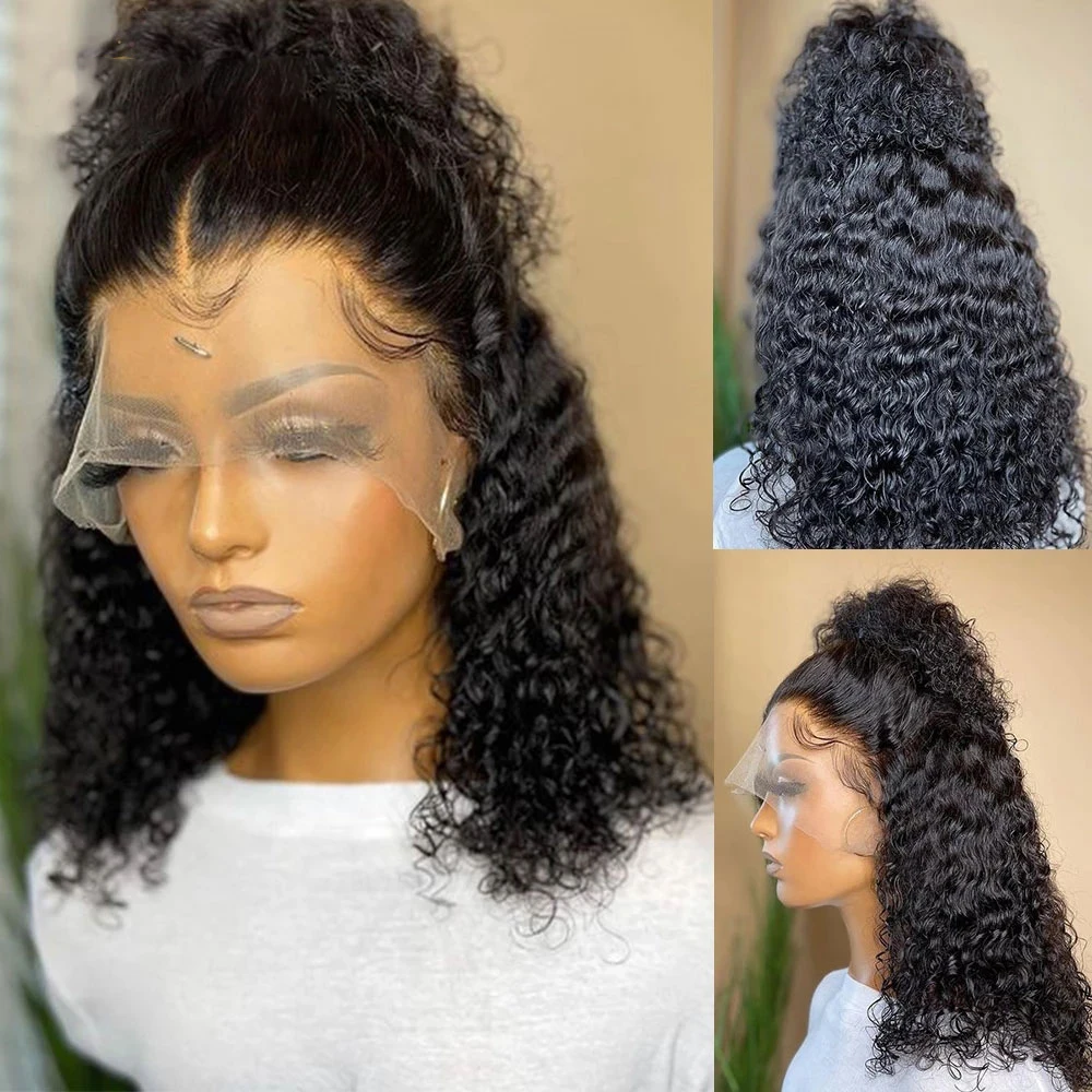 

Natural Black Kinky Curly 26Inches Long Lace Front Wig 180%Density Glueless BabyHair Preplucked Heat Temperature Daily Cosplay