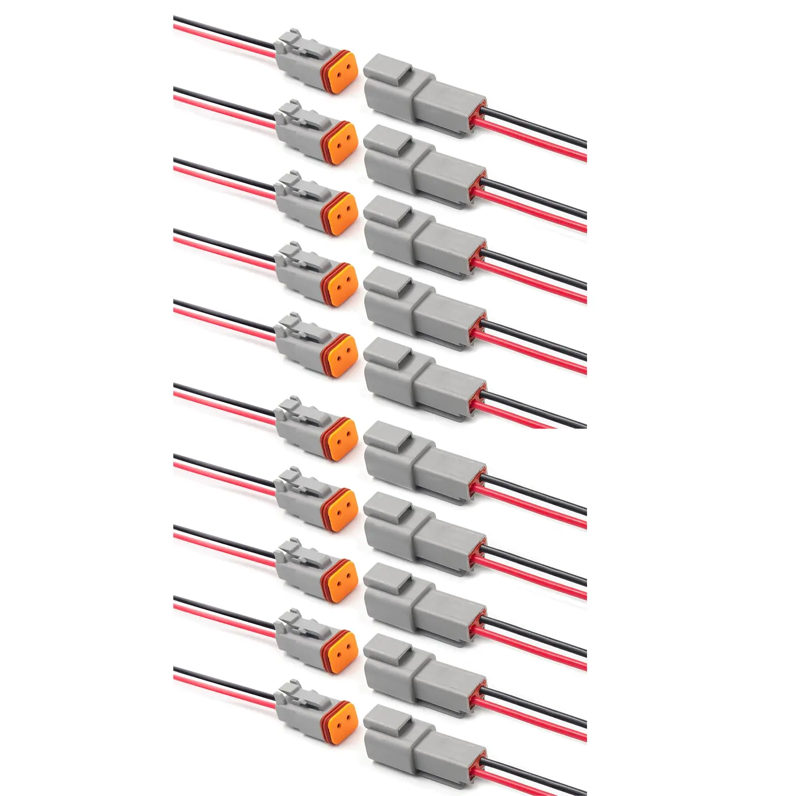 10 Pcs DT Automotive Connectors 2 Pin, 16 AWG Waterproof Wire Connectors, Deutsch DT Series Electrical Connectors