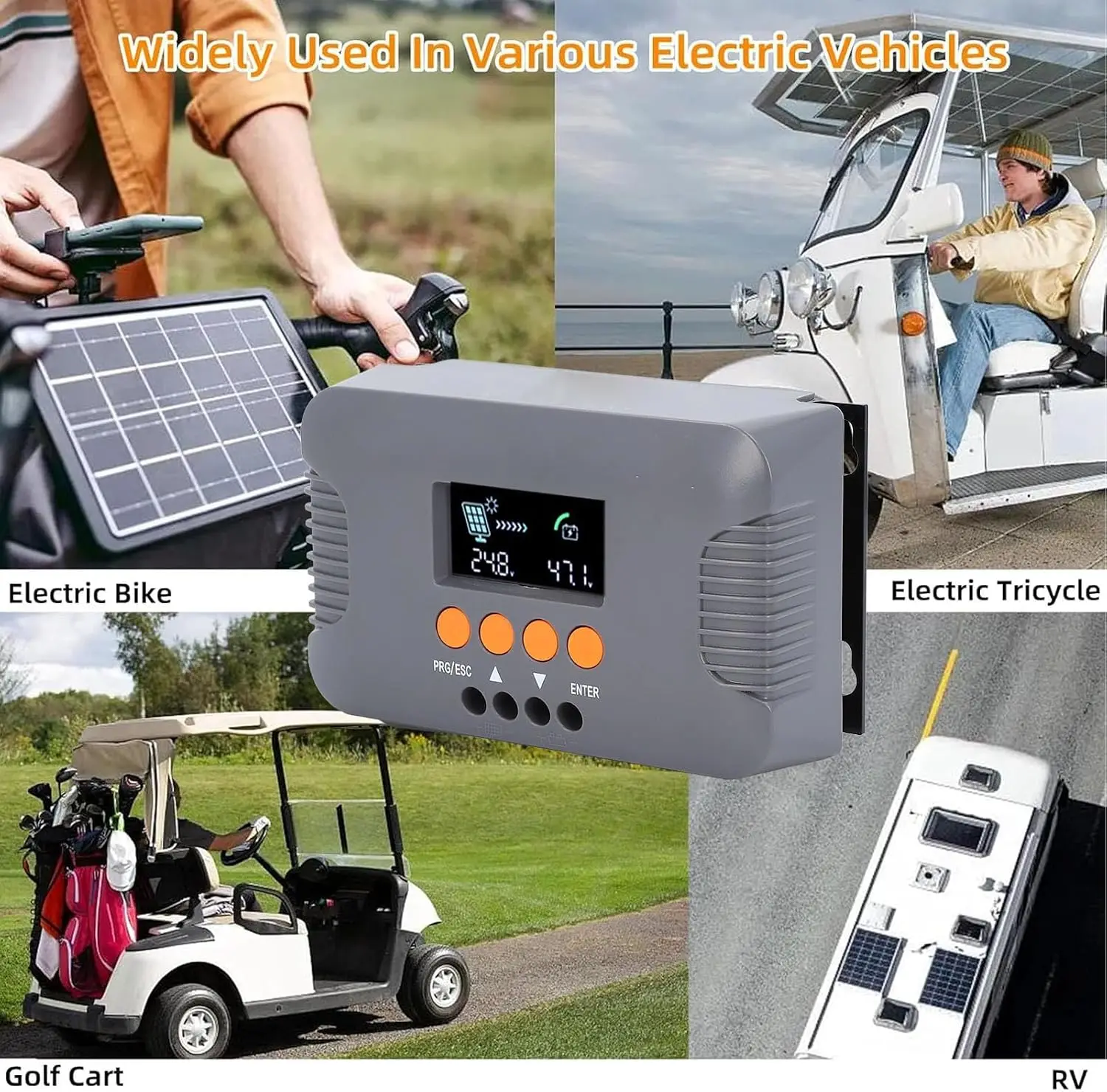 PowMr MPPT 10A Boost Solar Charge Controller Auto 24V-72V Voltage 15-60V PV Input Solar Panel Regulator LCD Display Multiple Protection for LiFePO4 Lithium and Lead Acid Batteries