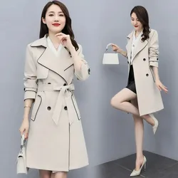 High-end Women's Casual Trench Coat Spring Autumn New Loose Lace-up Windbreaker Jacket Fashion Female Long Parker Overcoat 4XL