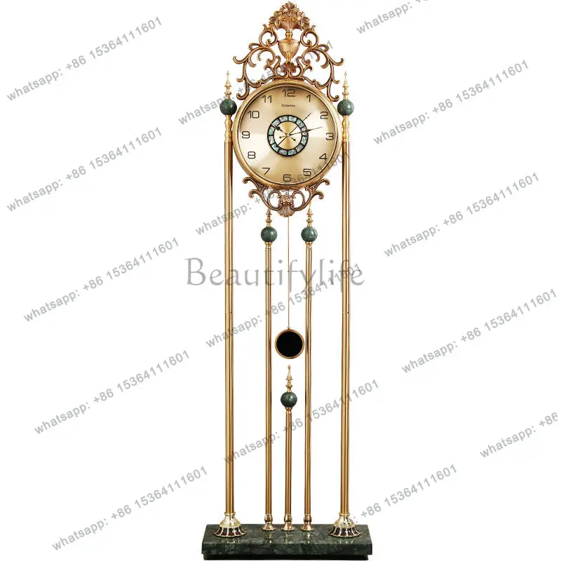 

High-end atmospheric light luxury floor clock American living room ornament decorative clock European style